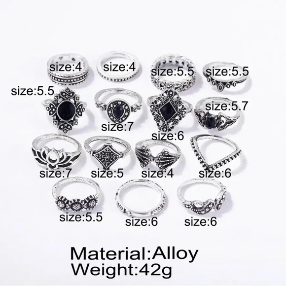 🍀15 Pcs Vintage Silver Knuckle-Rings Bohemians Stackable-Rings for beautifuls - Picture 4 of 5